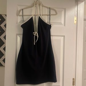 NWOT H&M Navy blue and White halter dress